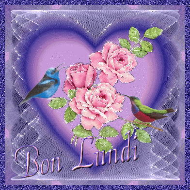 Gif animé Bon lundi oiseaux et fleurs